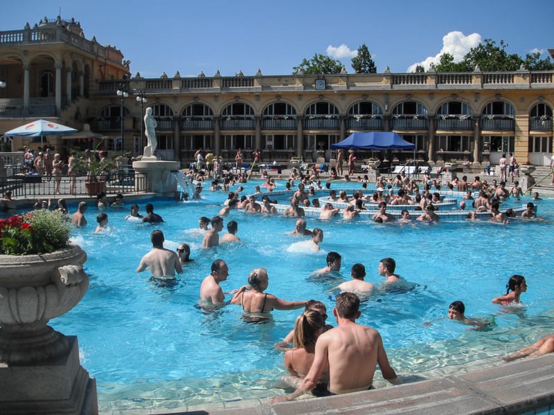 The Széchenyi Thermal Baths were very busy