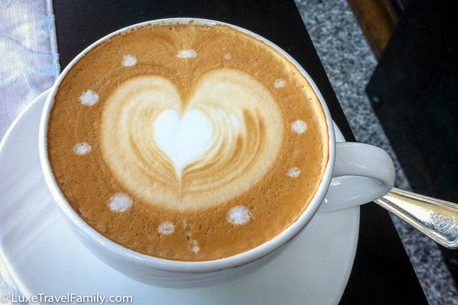 I loved this artistic heart design on the cappuccino at Gresham Palace