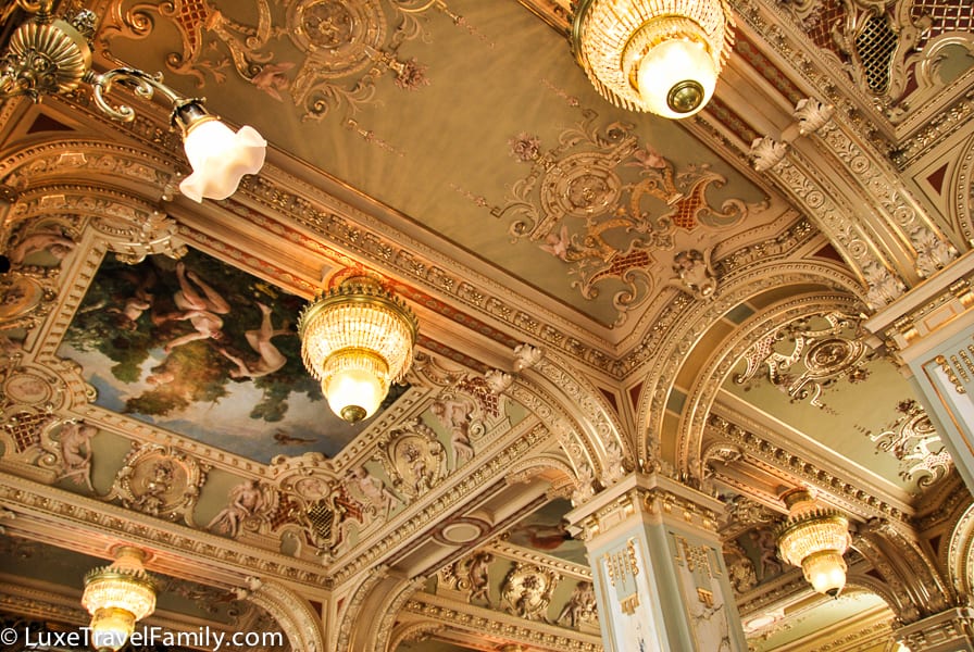Crystal chandeliers and frescos New York Cafe Budapest