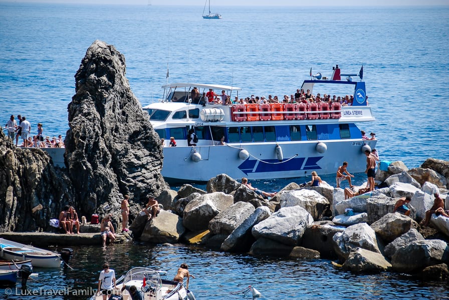 A passenger ferry at the Cinque Terre