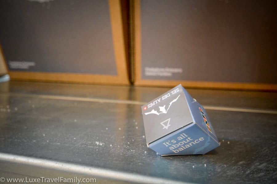 A small box of Sel Des Alpes from the Swiss Pavilion at Expo 2015