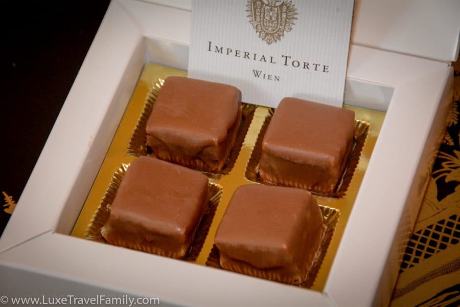 Four Imperial Torte chocolates from Hotel Imperial Vienna