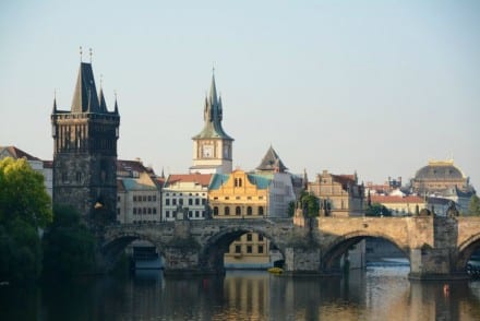Prague and the Charles Bridge early in the morning