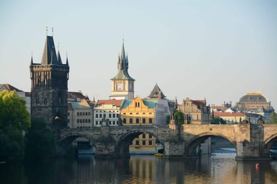 Prague and the Charles Bridge early in the morning