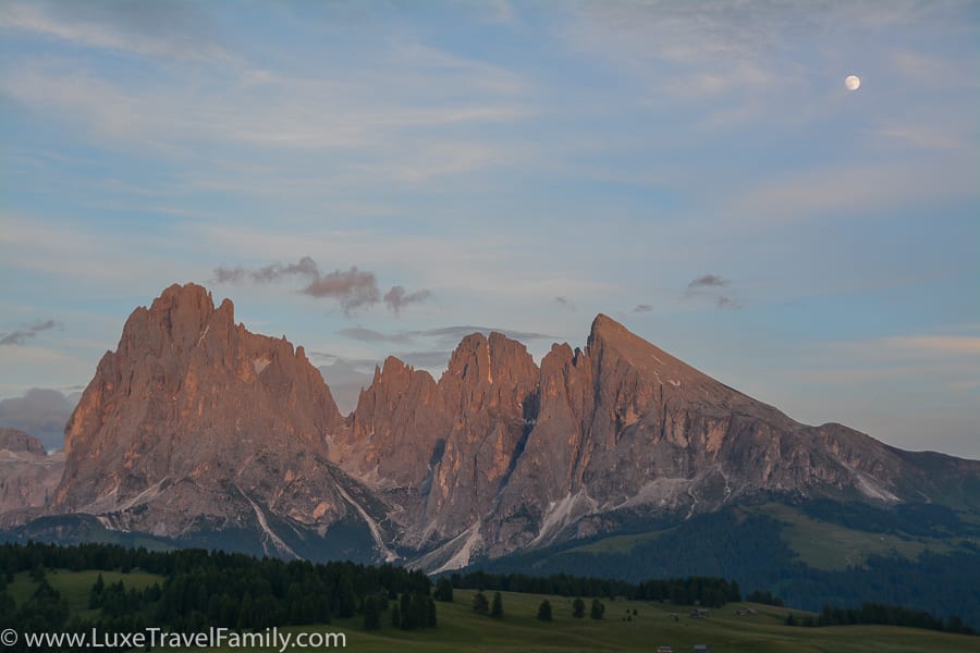 Sunset during summer in the Dolomites