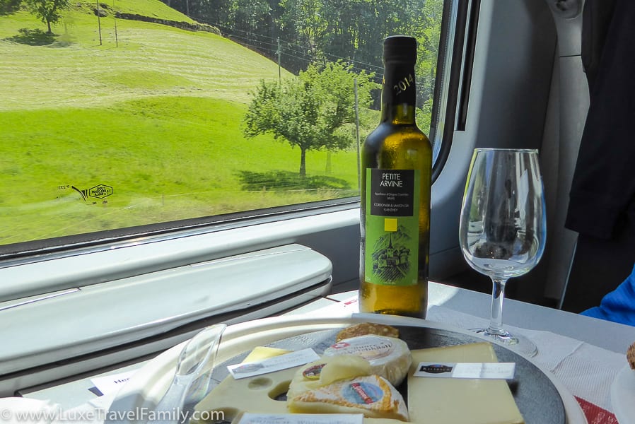 Wine and cheese family train travel in Europe