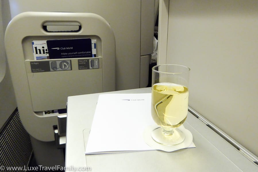 Pre-flight champagne British Airways Club World 777