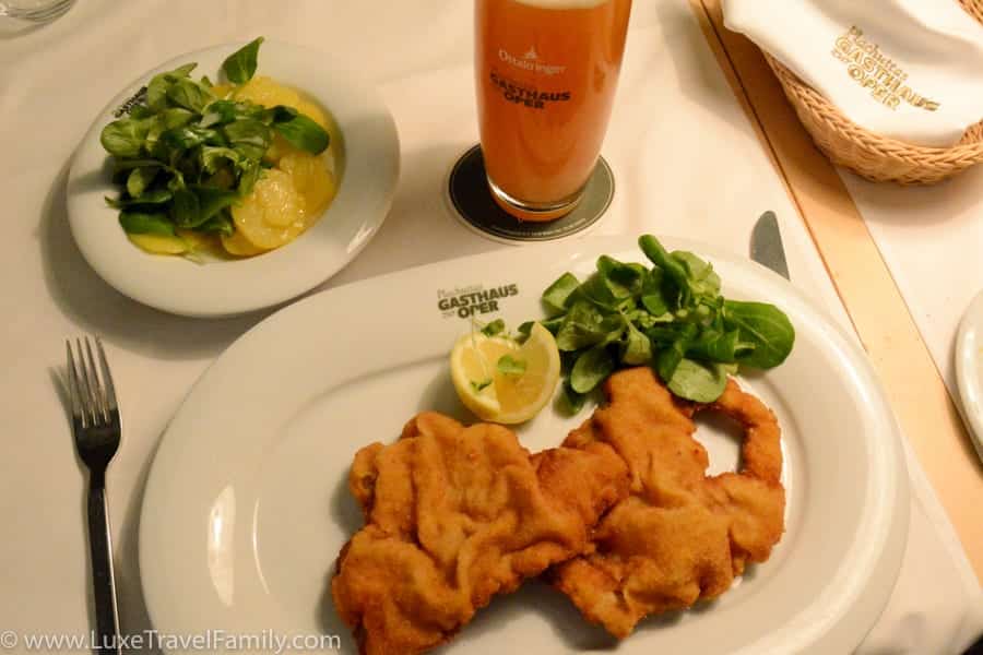 Schnitzel and beer at Gasthaus zur Oper