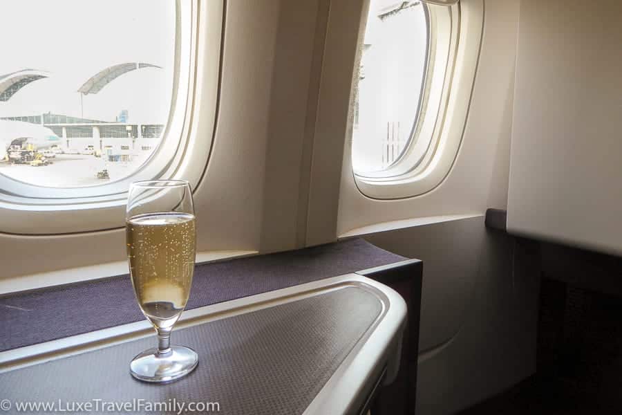 Cathay Pacific Business Class Hong Kong Champagne