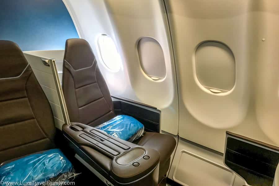 Hawaiian Airlines A330 First Class brown seats