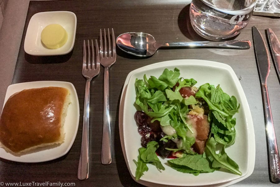 Hawaiian Airlines A330 First Class appetizer