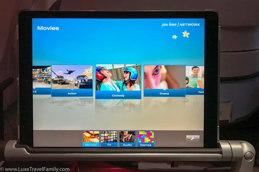 Hawaiian Airlines A330 First Class IFE tablet