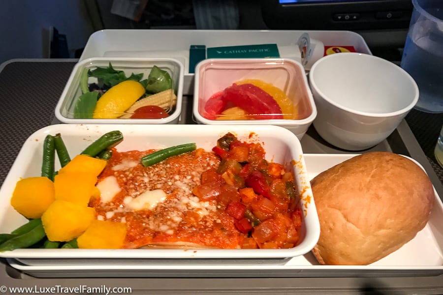 Cathay Pacific Boeing 777 Premium Economy Food