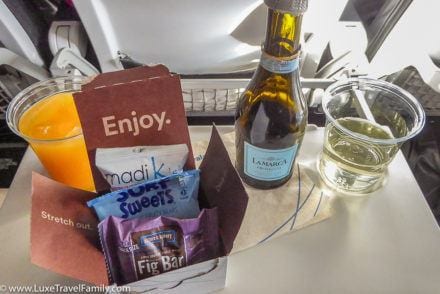 Alaska Airlines premium class review drinks and snack