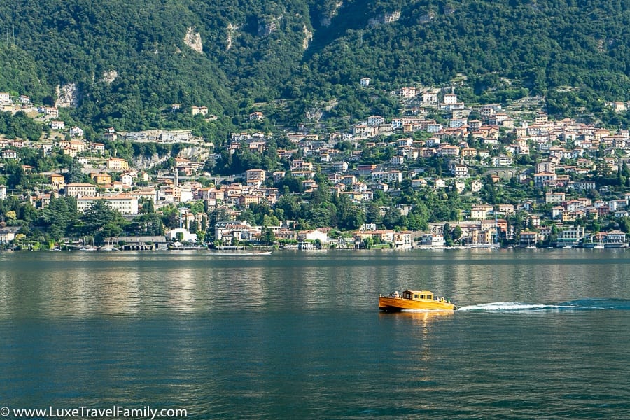 wooden boat on Lake Como Italy in the summer