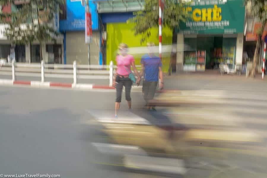 Cross the street things to do in Hanoi with kids