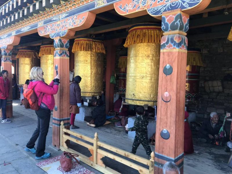 Massive metal prayer wheels National Memorial Chorten Thimphu
