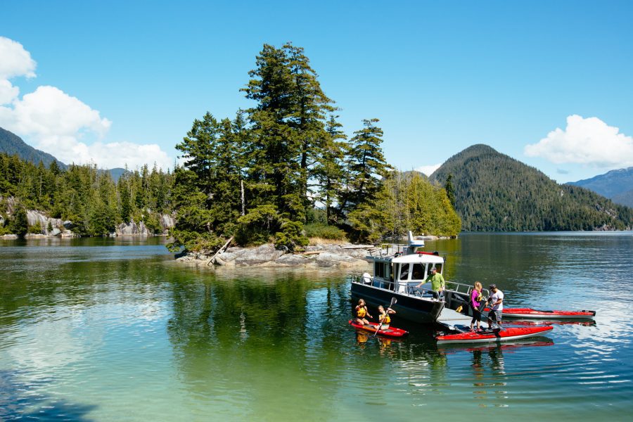 Ocean kayaking family friendly Nimmo Bay Resort
